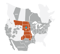 SPP-ISO on a map of North America.