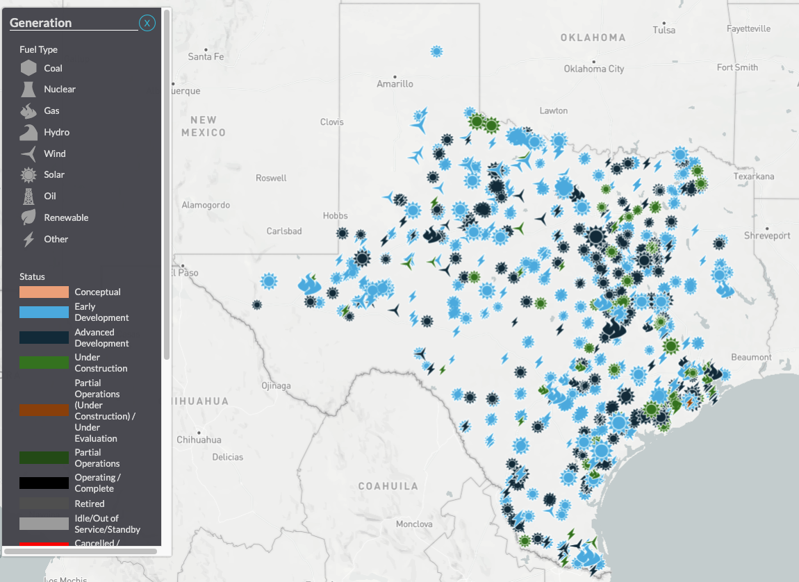 Texas power grid renewable energy projects planned to come online