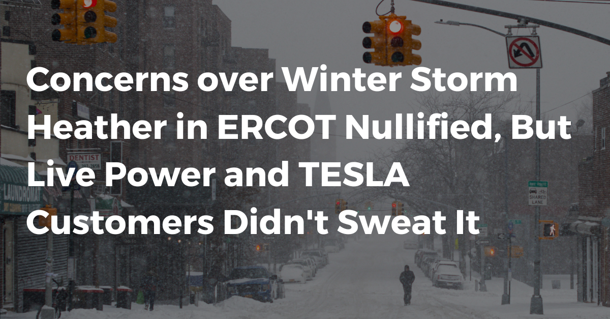Concerns over Winter Storm Heather in ERCOT Nullified, But Live Power and TESLA Customers Didn't Sweat It