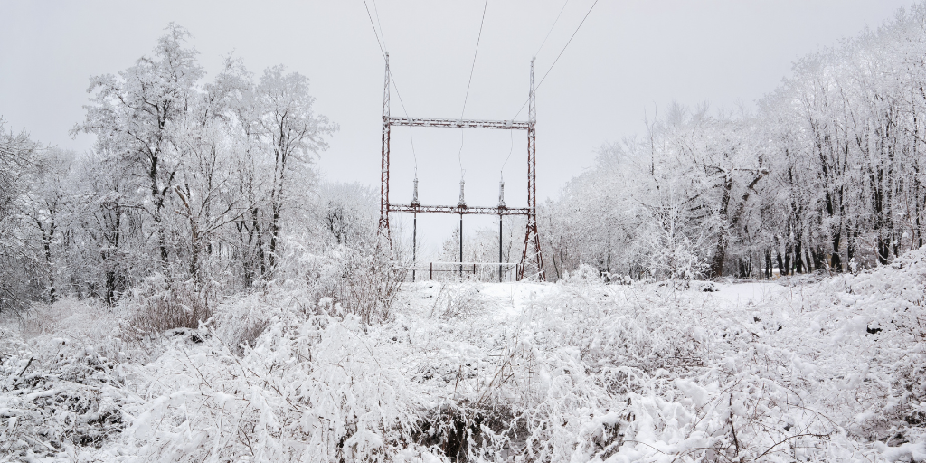 power lines in snow
